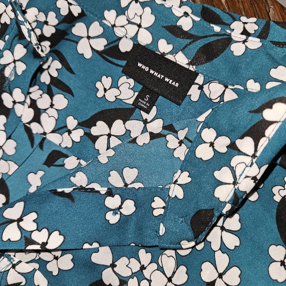 Who What Wear Teal, Black, and White Dress Size S